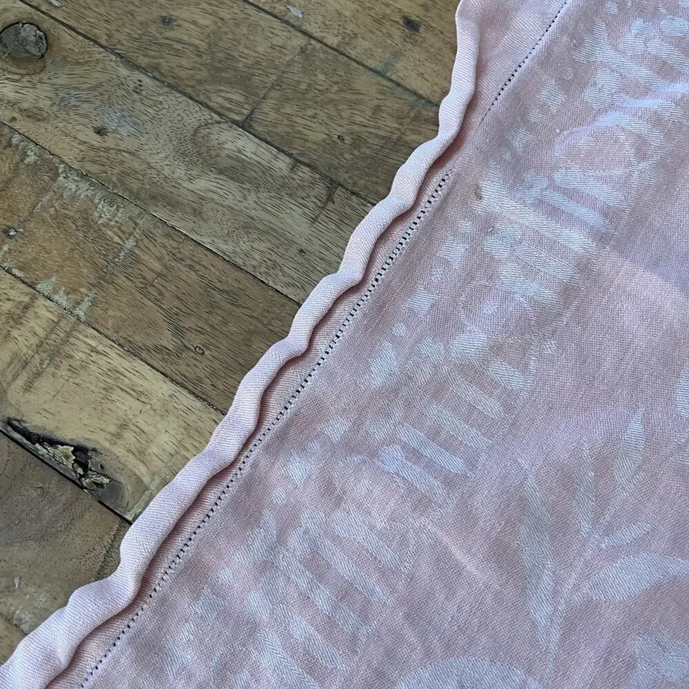 Vintage Linen Tablecloth Light Pink Persian Style Reversible 54